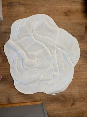 Loveshack Fancy White Rose Shaped Bath Mat Rug
